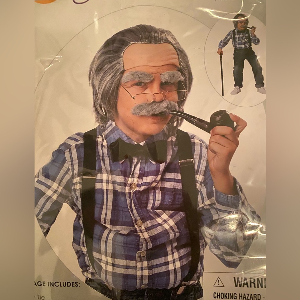 Wig for Boys Old Man Costume Kit with accessories